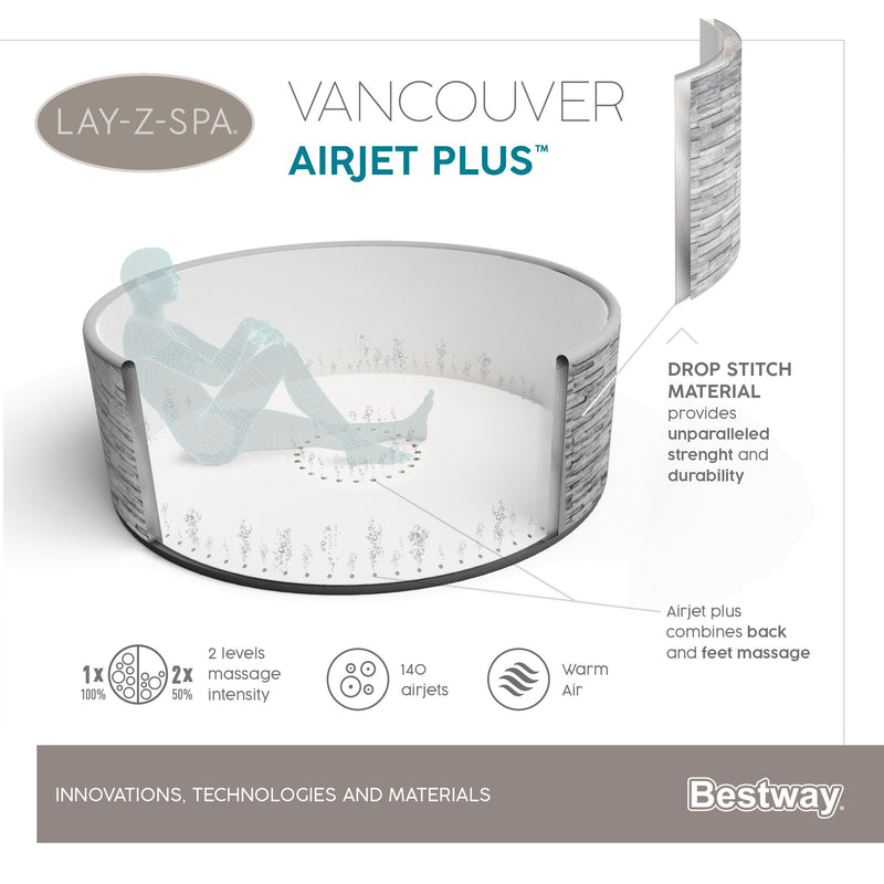 LAY-Z-SPA® WLAN-Whirlpool Vancouver AirJet Plus™ 155 x 60 cm