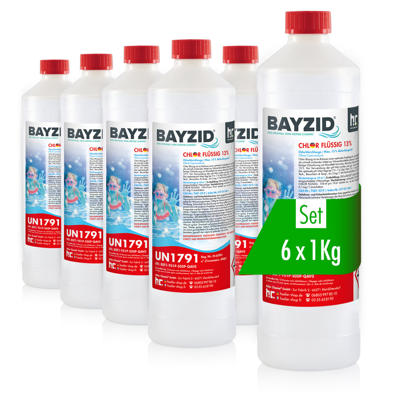 Chlore liquide 48° Bayzid® en bouteille de 1 KG