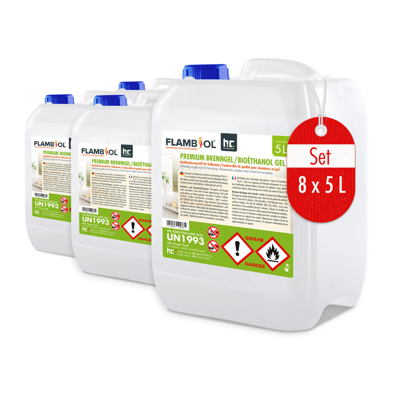 Bioéthanol premium en gel FLAMBIOL® en bidon de 5 L