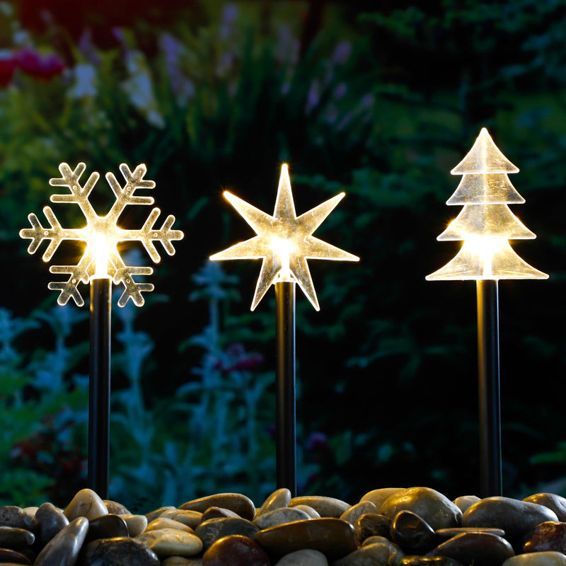 LED 3er Set Gartenstecker Adventsdekoration