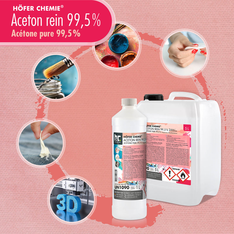 1 L Höfer Chemie® Aceton puur 99,5% in flessen
