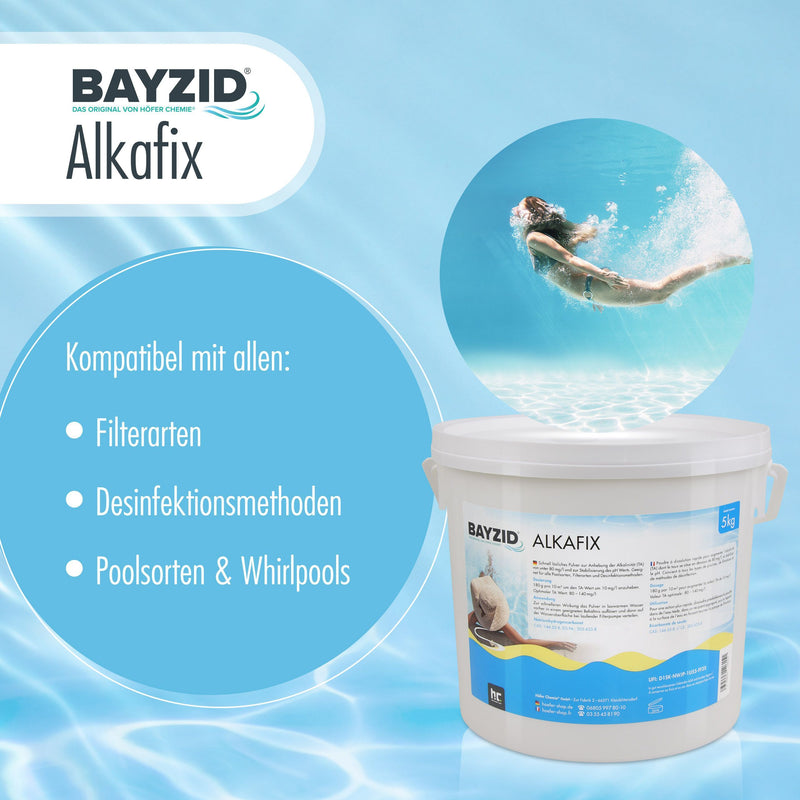 5 kg BAYZID® Alkafix om de alkaliteit (TA) te verhogen in een emmer