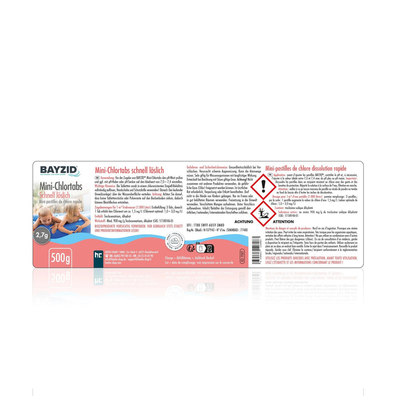 500 g BAYZID® Mini - Chlortabs 2,7 g für kleine Pools - Höfer Chemie GmbH