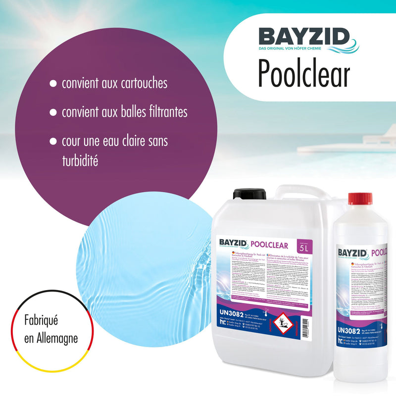 5 L BAYZID® Poolclear - Trübungsbeseitigung für Pool-Filter mit Kartuschen & Filterballs