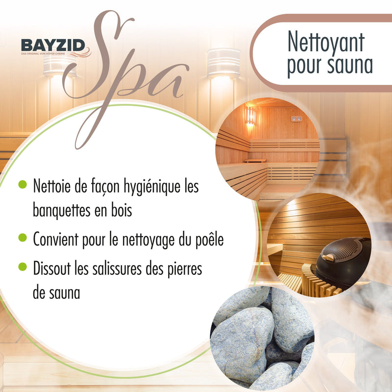 1 L BAYZID® SPA saunareiniger met eucalyptusgeur - hoog concentraat in flessen