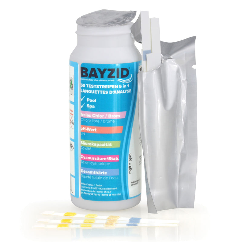 50 Stück BAYZID® 5 in 1 Pool Teststreifen