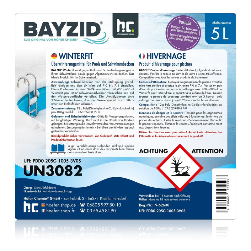 5 L BAYZID® Winterfit Überwinterungsmittel für Pools in Kanister - Höfer Chemie GmbH