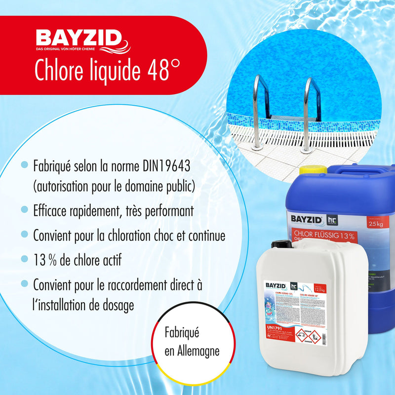 25 kg BAYZID® Chlor 13% flüssig für Pools in Kanister