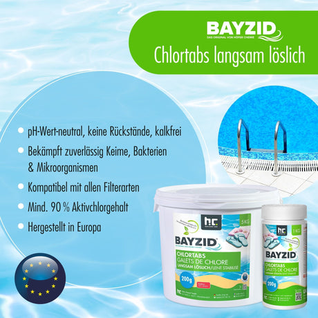 5 kg BAYZID® Chlortabs 200g langsam löslich im Eimer - Höfer Chemie GmbH