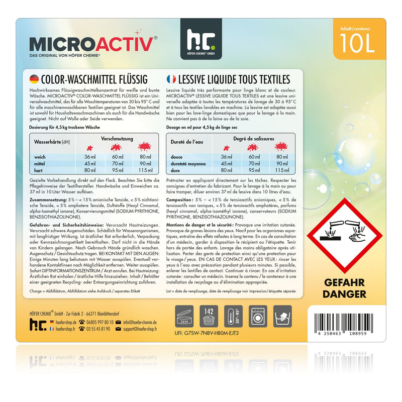 10 L Microactiv® Color vloeibaar wasmiddel in jerrycan