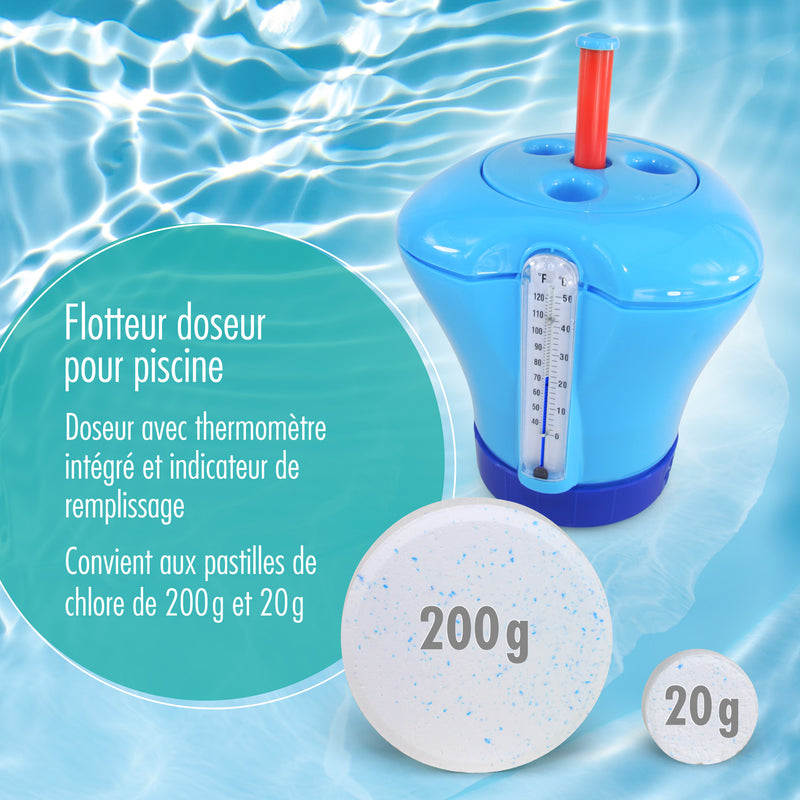 Pool Dosierschwimmer inkl. Thermometer blau