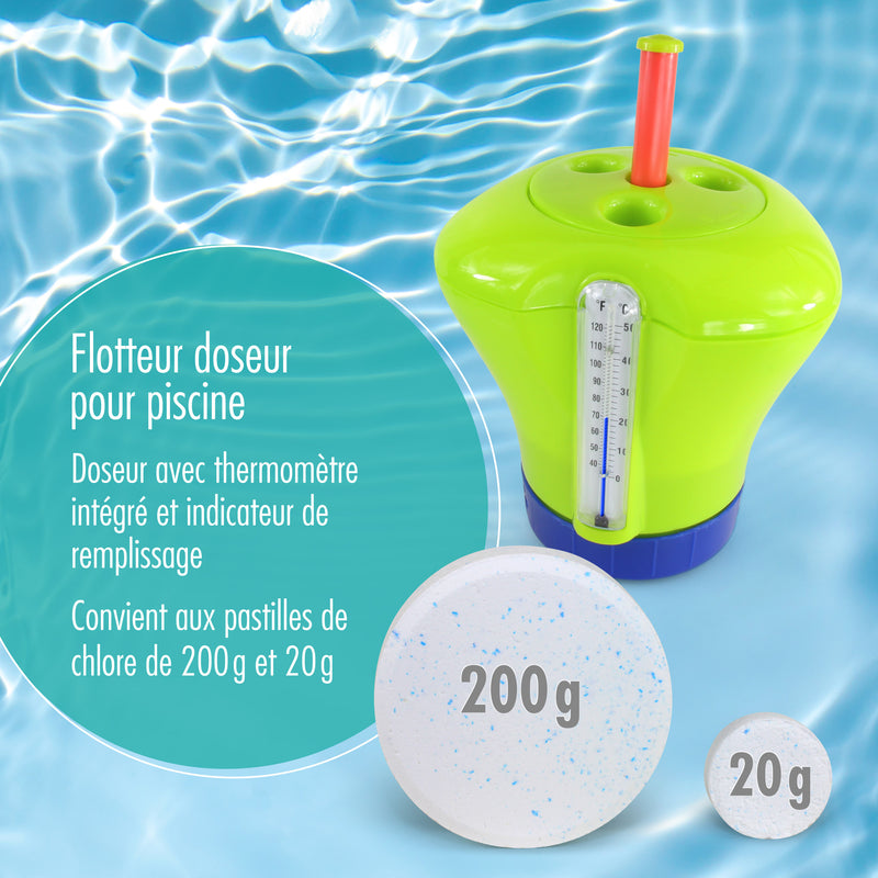 Pool Dosierschwimmer inkl. Thermometer grün