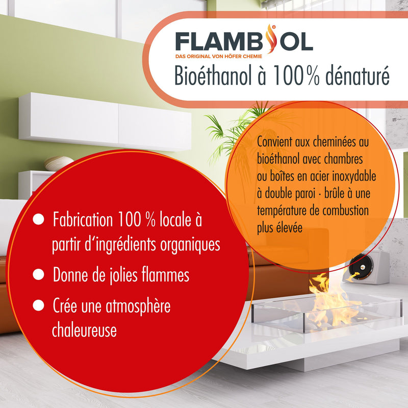 Bioéthanol à 100 % FLAMBIOL® dénaturé en bidon de 10 L