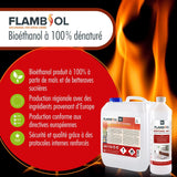 1 L FLAMBIOL® Bioethanol Hochrein 100 % in Flaschen für Edelstahl - Tisch - Kamine - Höfer Chemie GmbH