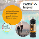 1 L FLAMBIOL® lampolie, zeer zuiver, glashelder in flessen