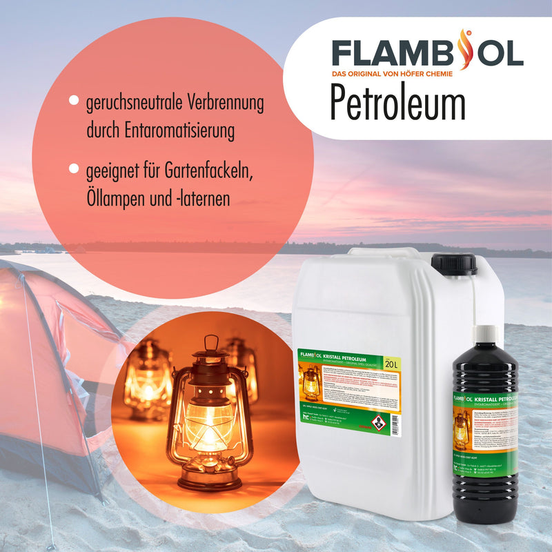 20 L FLAMBIOL® Petroleumstookolie in jerrycans