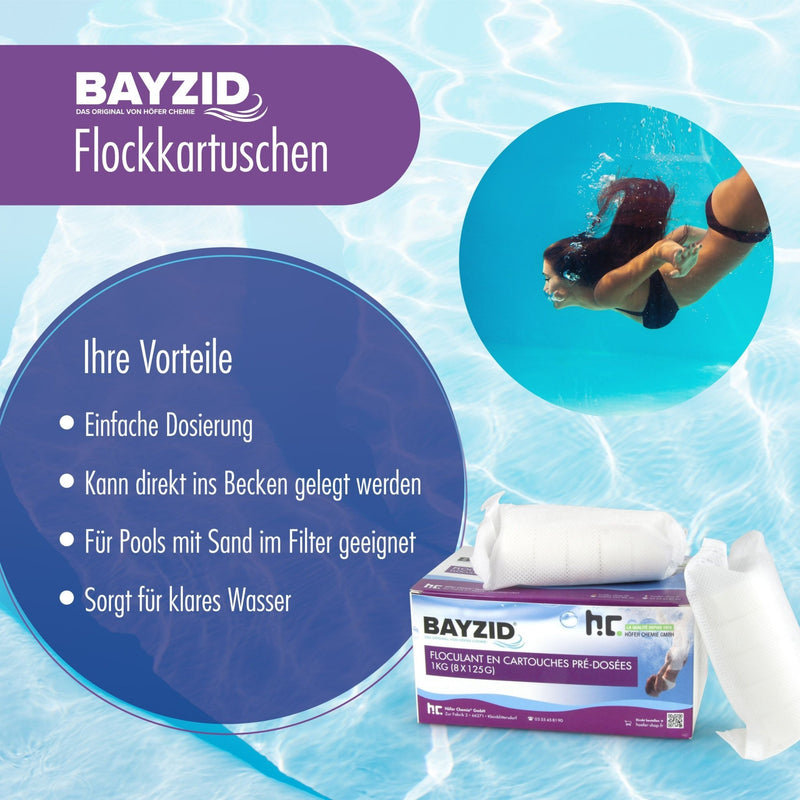 1 kg BAYZID® Flockkartusche für Pools - Höfer Chemie GmbH