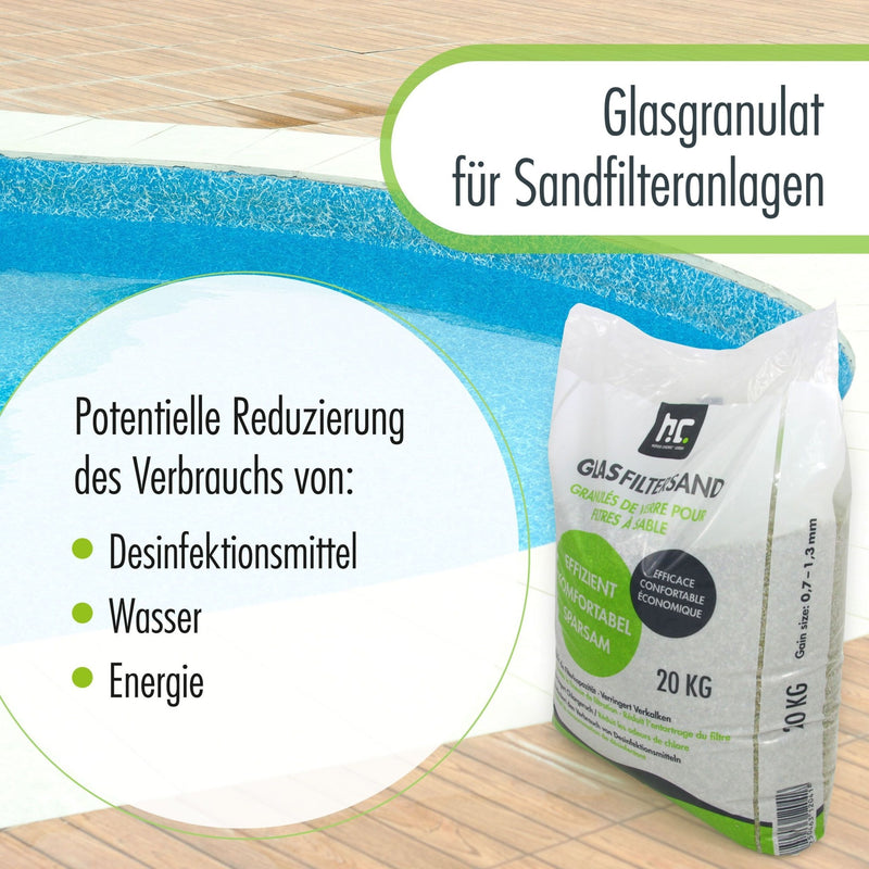 20 kg Spezial Glasgranulat für Sandfilteranlagen 0,7 - 1,3 mm Körnung - Höfer Chemie GmbH