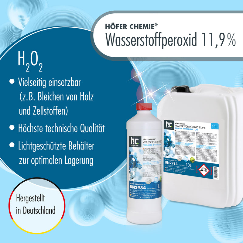 Péroxyde d'hydrogène 11,9 % Höfer Chemie® en bouteille de 1 L