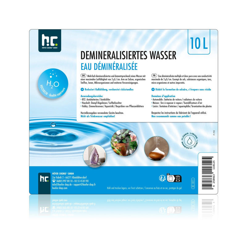 10 L Höfer Chemie® Demineralisiertes Wasser in Kanister - Höfer Chemie GmbH