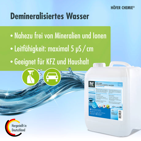 Eau déminéralisée Höfer Chemie® en bidon de 10 L