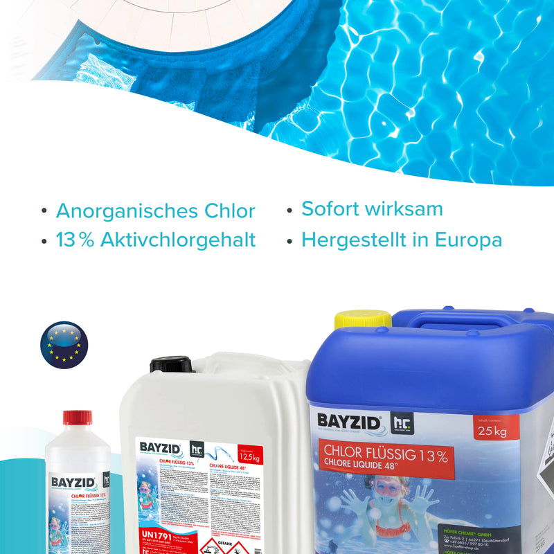 12,5 kg BAYZID® Chlor 13% flüssig für Pools in Kanister - Höfer Chemie GmbH