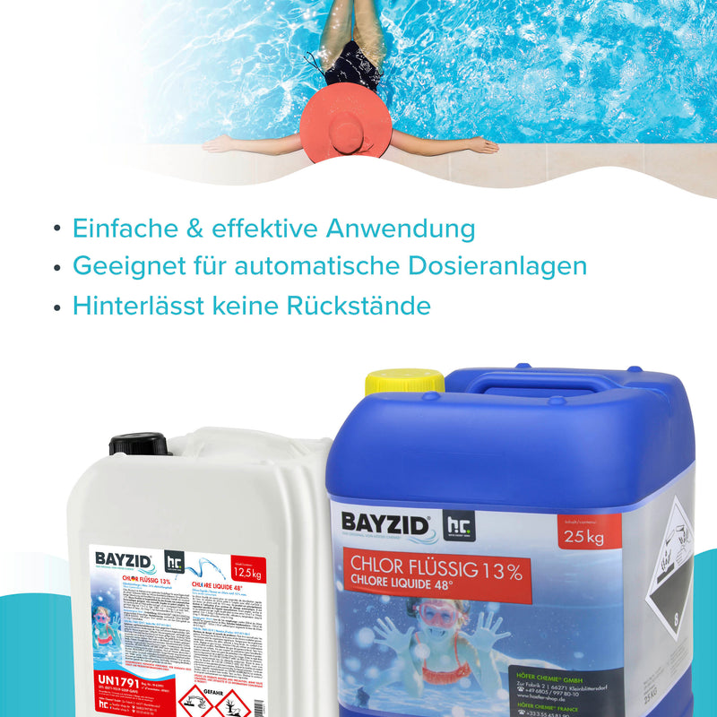 12,5 kg BAYZID® Chlor 13% flüssig für Pools in Kanister - Höfer Chemie GmbH
