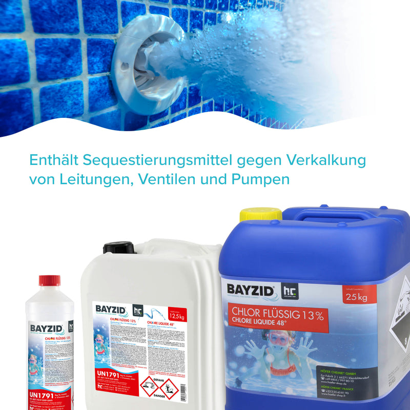 25 kg BAYZID® Chlor 13% flüssig für Pools in Kanister - Höfer Chemie GmbH