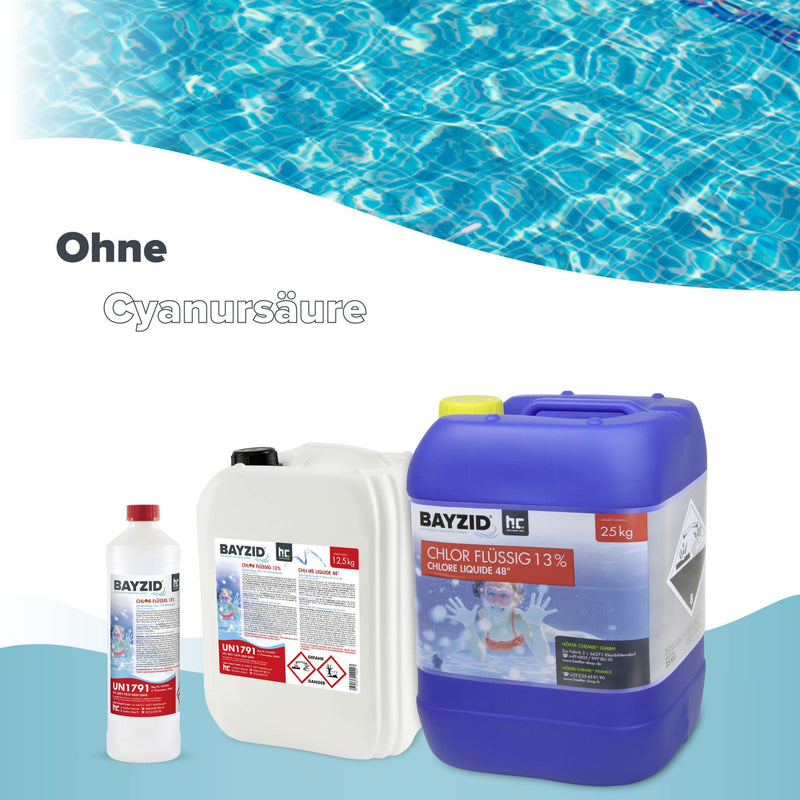 12,5 kg BAYZID® Chlor 13% flüssig für Pools in Kanister - Höfer Chemie GmbH