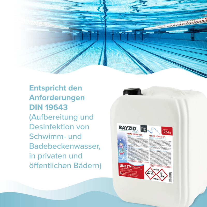 12,5 kg BAYZID® Chlor 13% flüssig für Pools in Kanister - Höfer Chemie GmbH