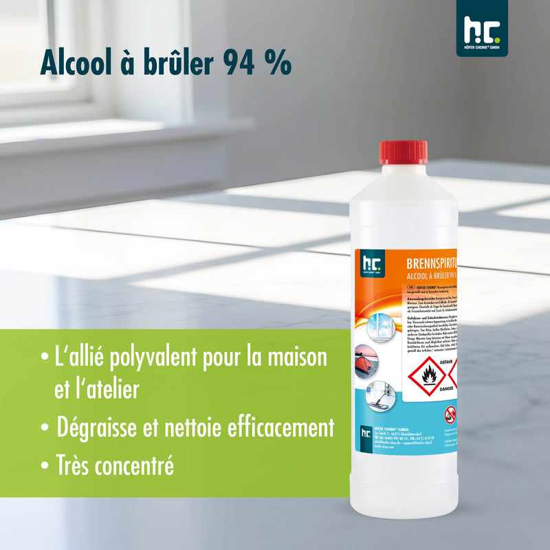 1 L Höfer Chemie® Brennspiritus 94% in Flaschen - Höfer Chemie GmbH