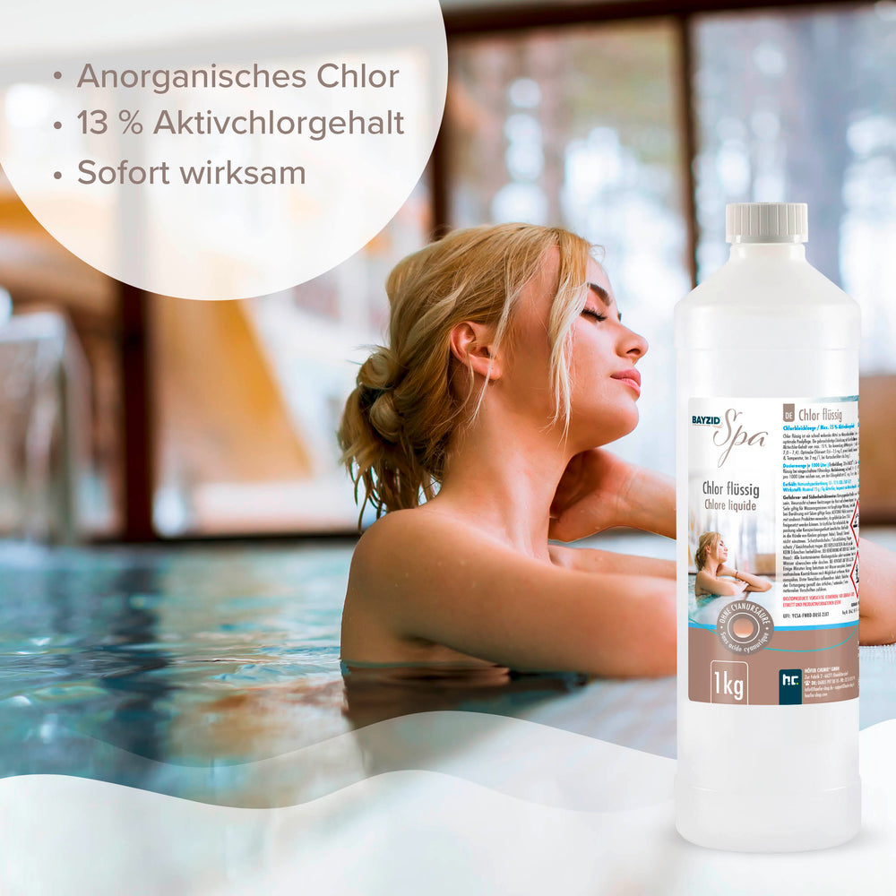 1 kg BAYZID® SPA Chlor flüssig für Whirlpools & Planschbecken– Höfer Chemie GmbH