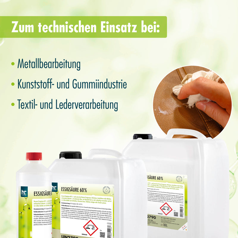 1 L Höfer Chemie® Essigsäure 60% in Flaschen - Höfer Chemie GmbH