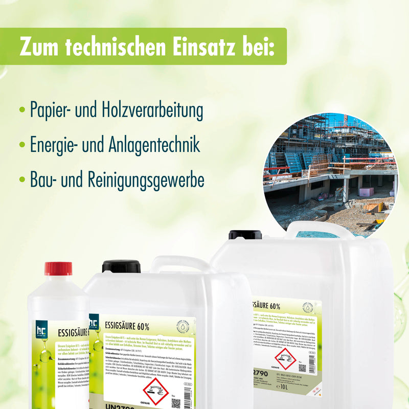 1 L Höfer Chemie® Essigsäure 60% in Flaschen - Höfer Chemie GmbH