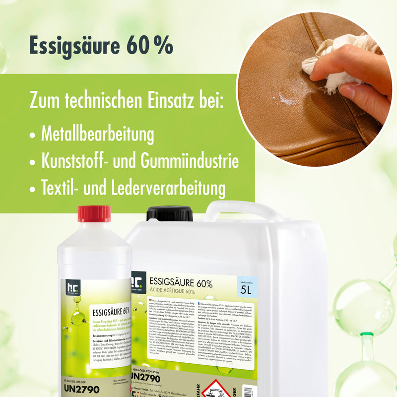 1 L Höfer Chemie® Essigsäure 60% in Flaschen
