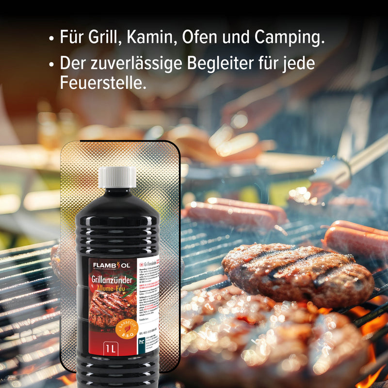 1 L FLAMBIOL® Grillanzünder flüssig für Grills und Feuerstellen in Flasche– Höfer Chemie GmbH