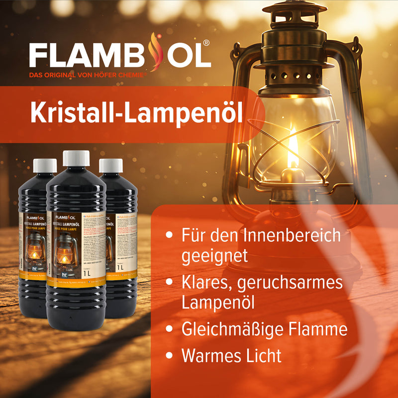1 L FLAMBIOL® Lampenöl Hochrein Kristallklar in Flaschen - Höfer Chemie GmbH