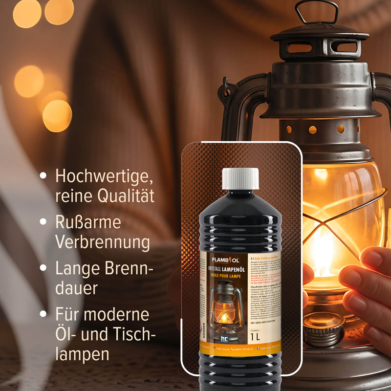 1 L FLAMBIOL® Lampenöl Hochrein Kristallklar in Flaschen - Höfer Chemie GmbH