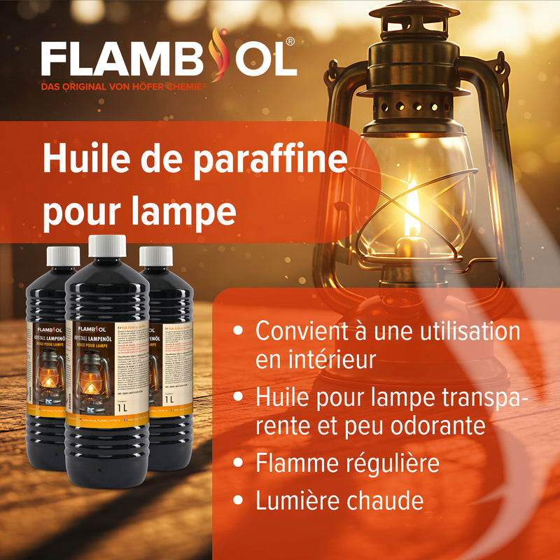 1 L FLAMBIOL® Lampenöl Hochrein Kristallklar in Flaschen - Höfer Chemie GmbH