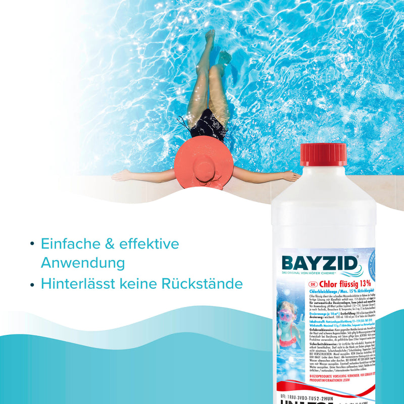 1 kg BAYZID® Chlor 13% flüssig für Pools– Höfer Chemie GmbH