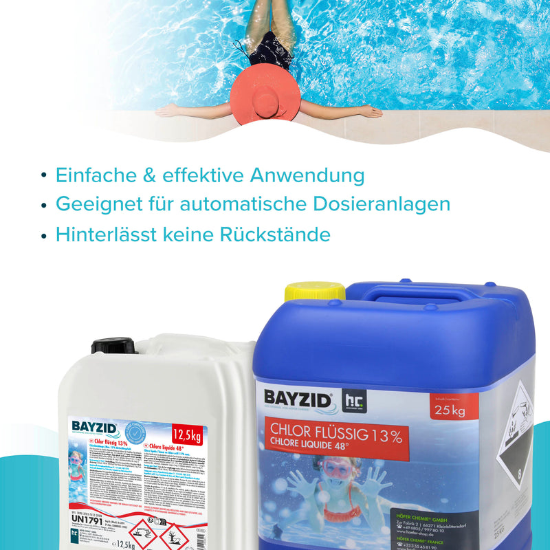 25 kg BAYZID® Chlor 13% flüssig für Pools in Kanister - Höfer Chemie GmbH