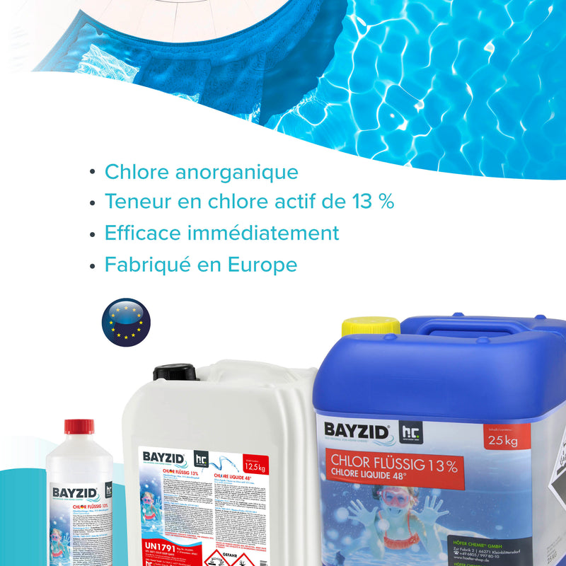 Chlore liquide 48° Bayzid® en bidon de 12,5 KG (10 L)