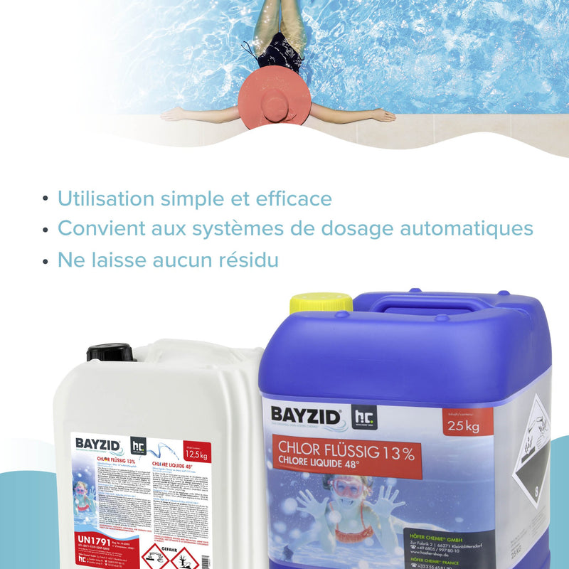 25 kg BAYZID® Chlor 13% flüssig für Pools in Kanister - Höfer Chemie GmbH