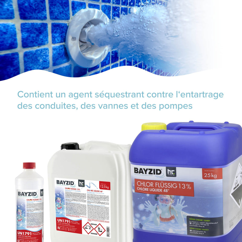 12,5 kg BAYZID® Chlor 13% flüssig für Pools in Kanister - Höfer Chemie GmbH