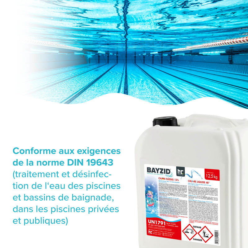 Chlore liquide 48° Bayzid® en bidon de 12,5 KG (10 L)