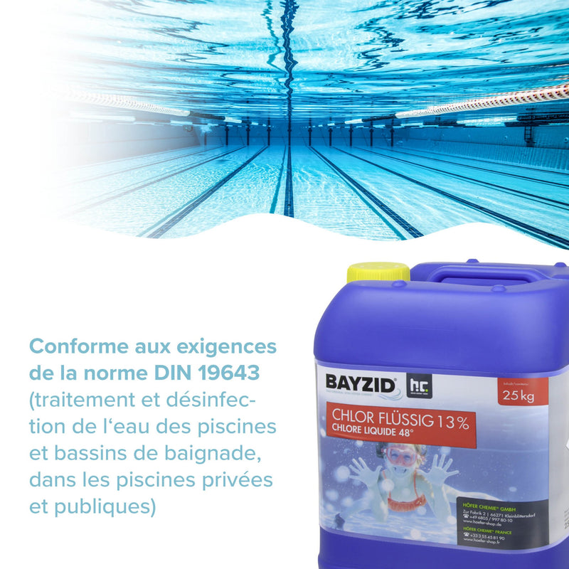 25 kg BAYZID® Chlor 13% flüssig für Pools in Kanister - Höfer Chemie GmbH