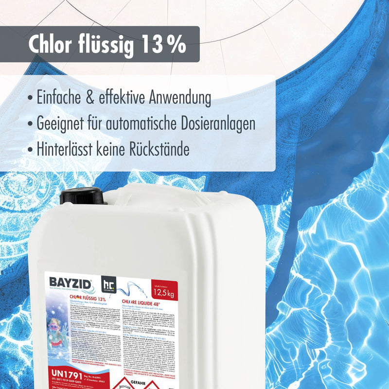 12,5 kg BAYZID® Chlor 13% flüssig für Pools in Kanister - Höfer Chemie GmbH