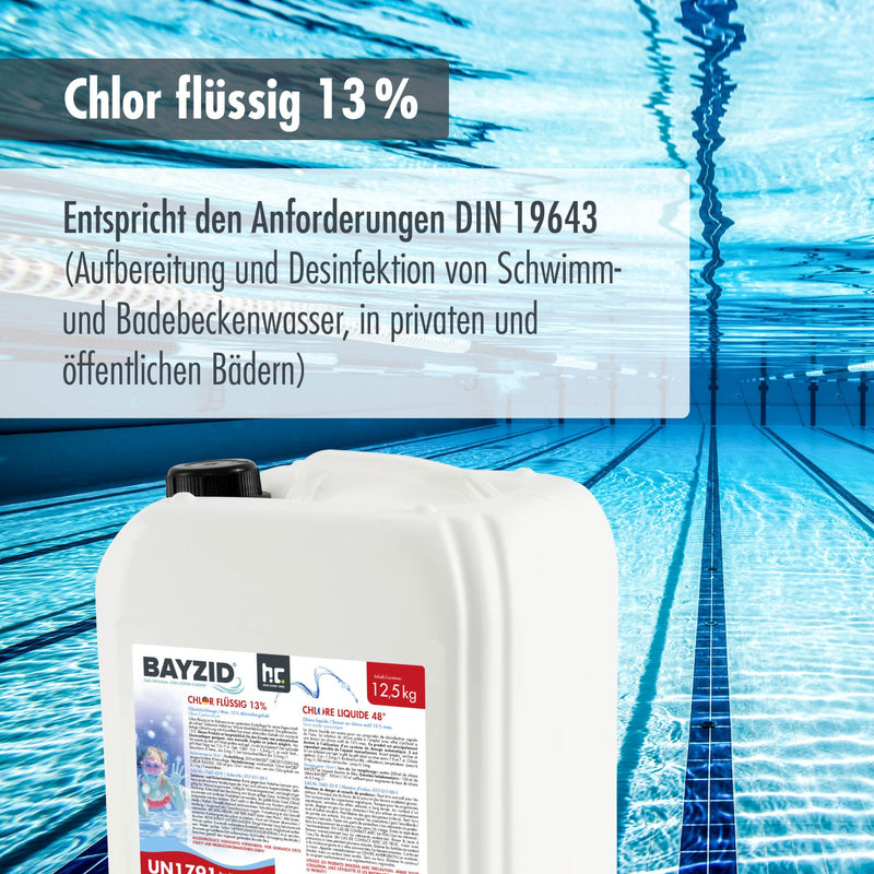 12,5 kg BAYZID® Chlor 13% flüssig für Pools in Kanister - Höfer Chemie GmbH