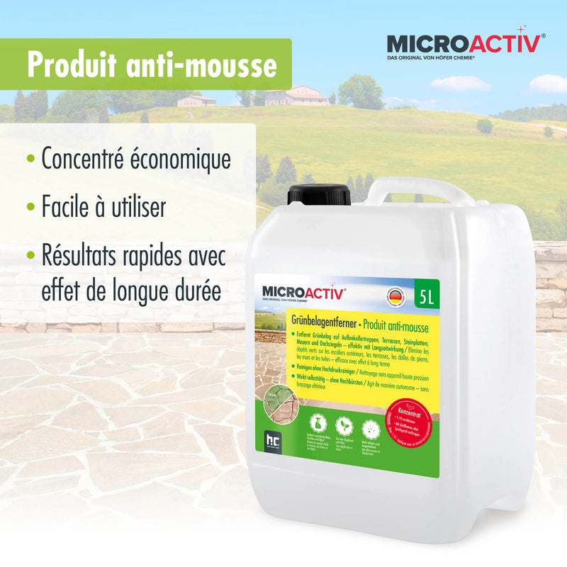 5L MICROACTIV® Produit anti-mousse / Nettoyant pour pierres