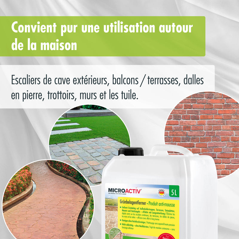 5L MICROACTIV® Produit anti-mousse / Nettoyant pour pierres